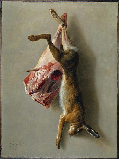 Jean-Baptiste Oudry A Hare and a Leg of Lamb Germany oil painting art